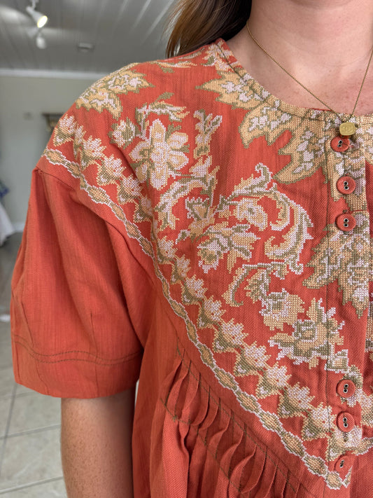 Embroidered Linen Dress