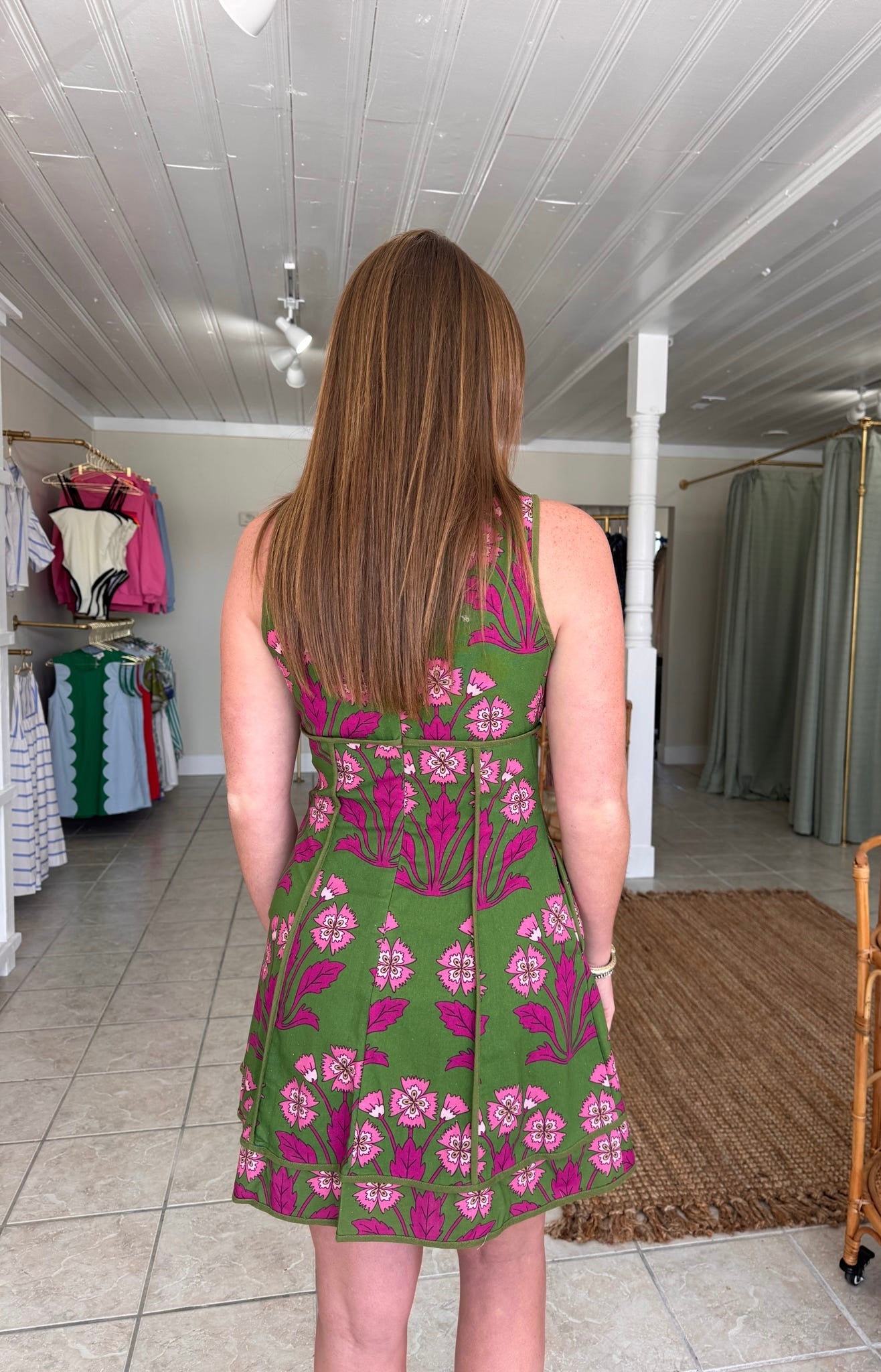 Floral Front Button Mini Dress