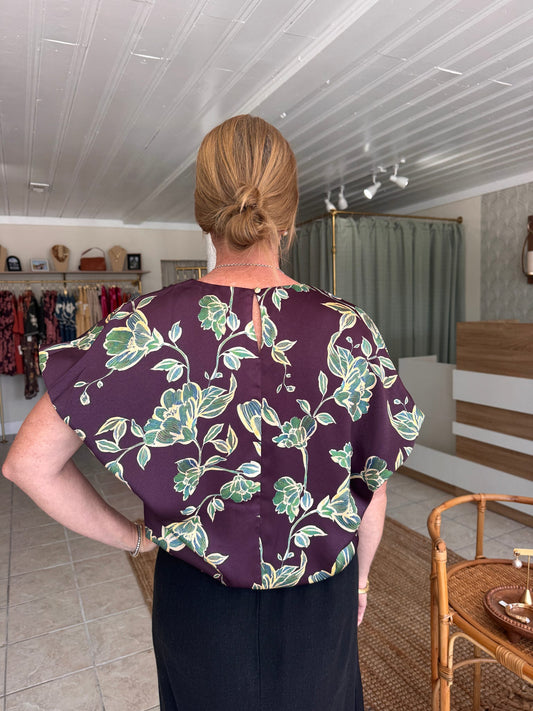 Silk Floral Print Top