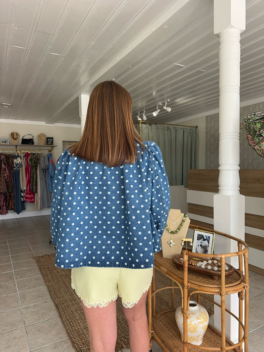 Polka Dot Denim Jacket