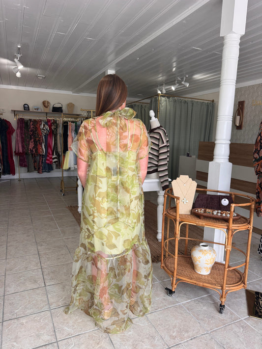 Sheer Floral Maxi Dress