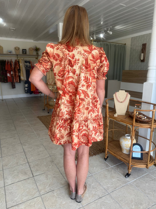 Floral Mock Neck Mini Dress
