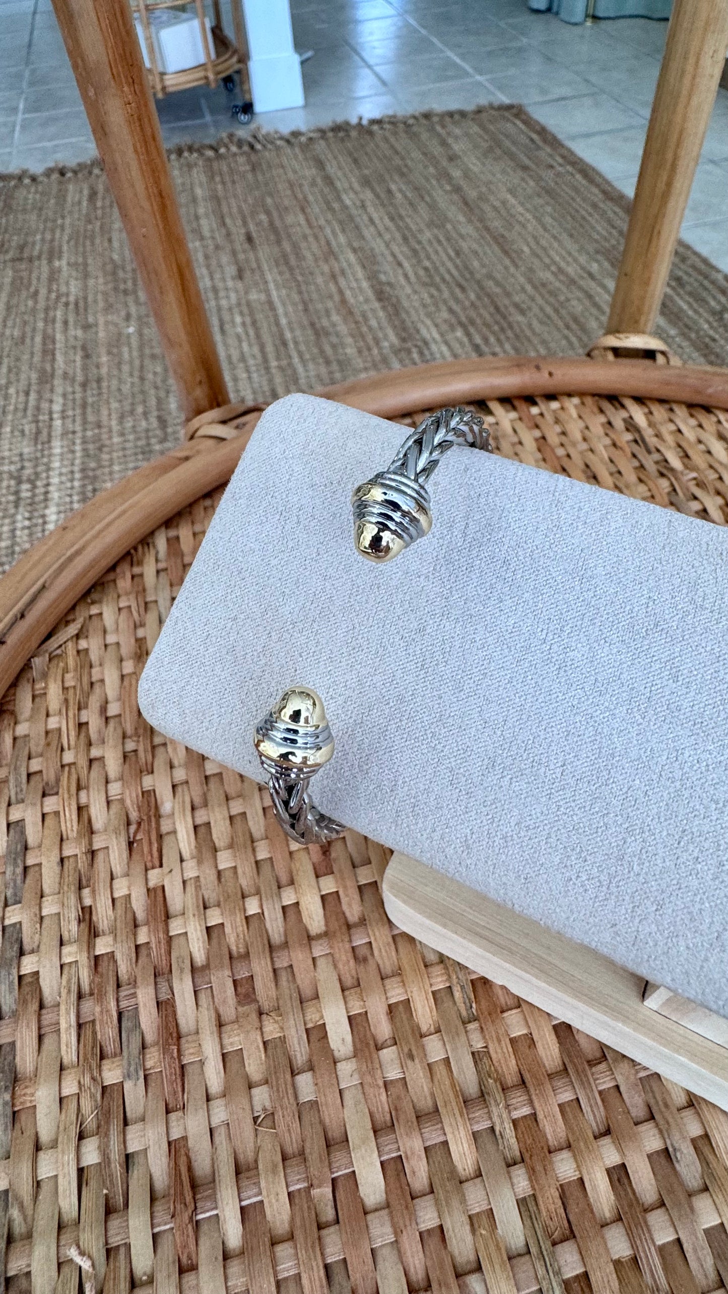 End Ball Braided Cuff Bracelet