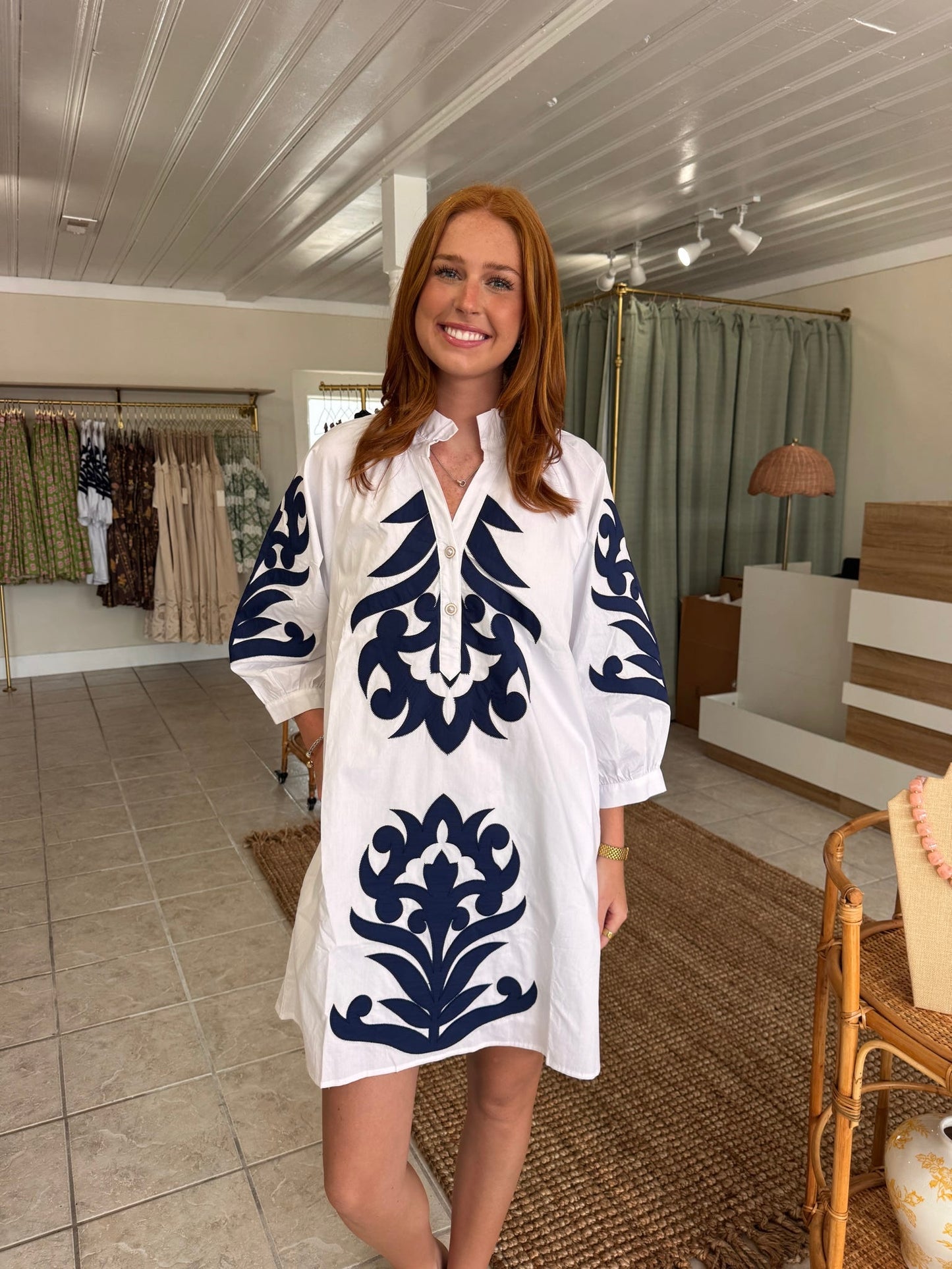 Floral Applique Shift Dress