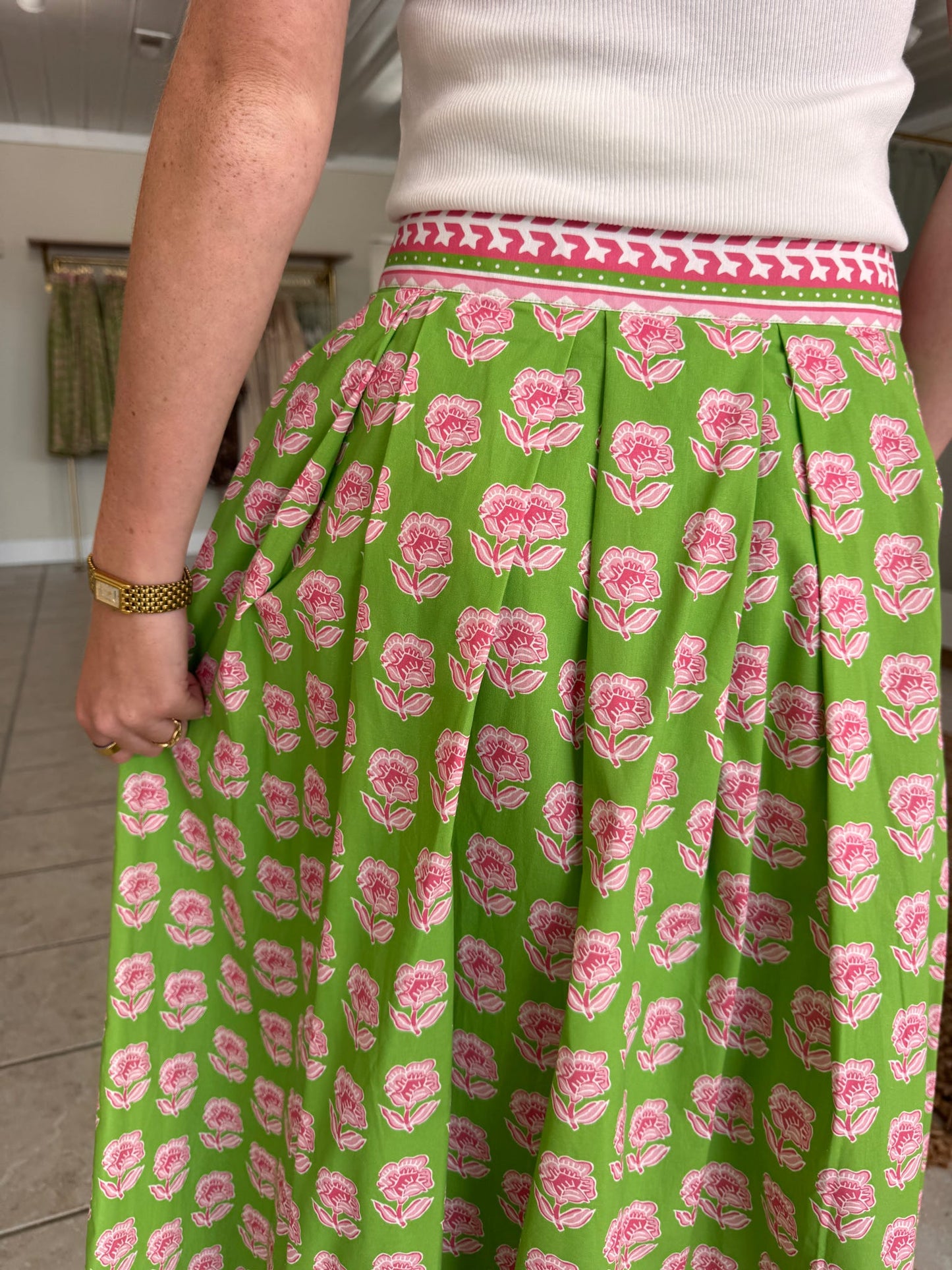 Floral Print Midi Skirt