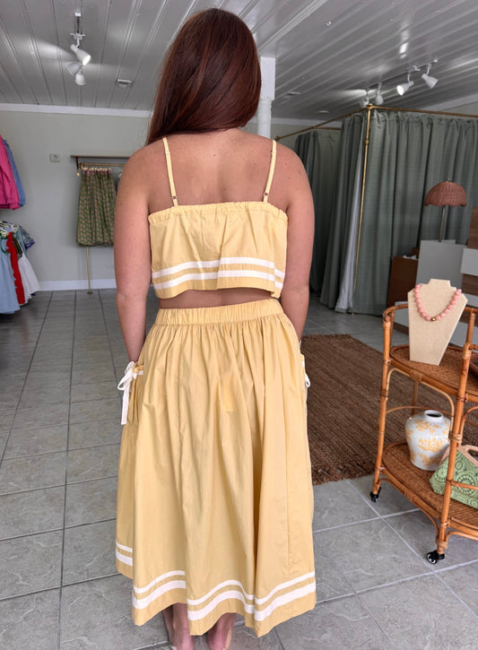 Woven Cotton Midi Skirt
