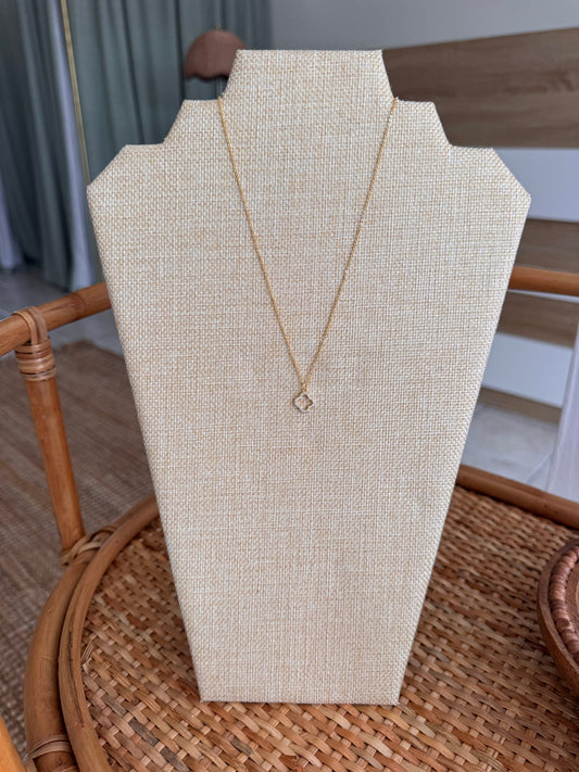 Pave Crystal Clover Outline Necklace
