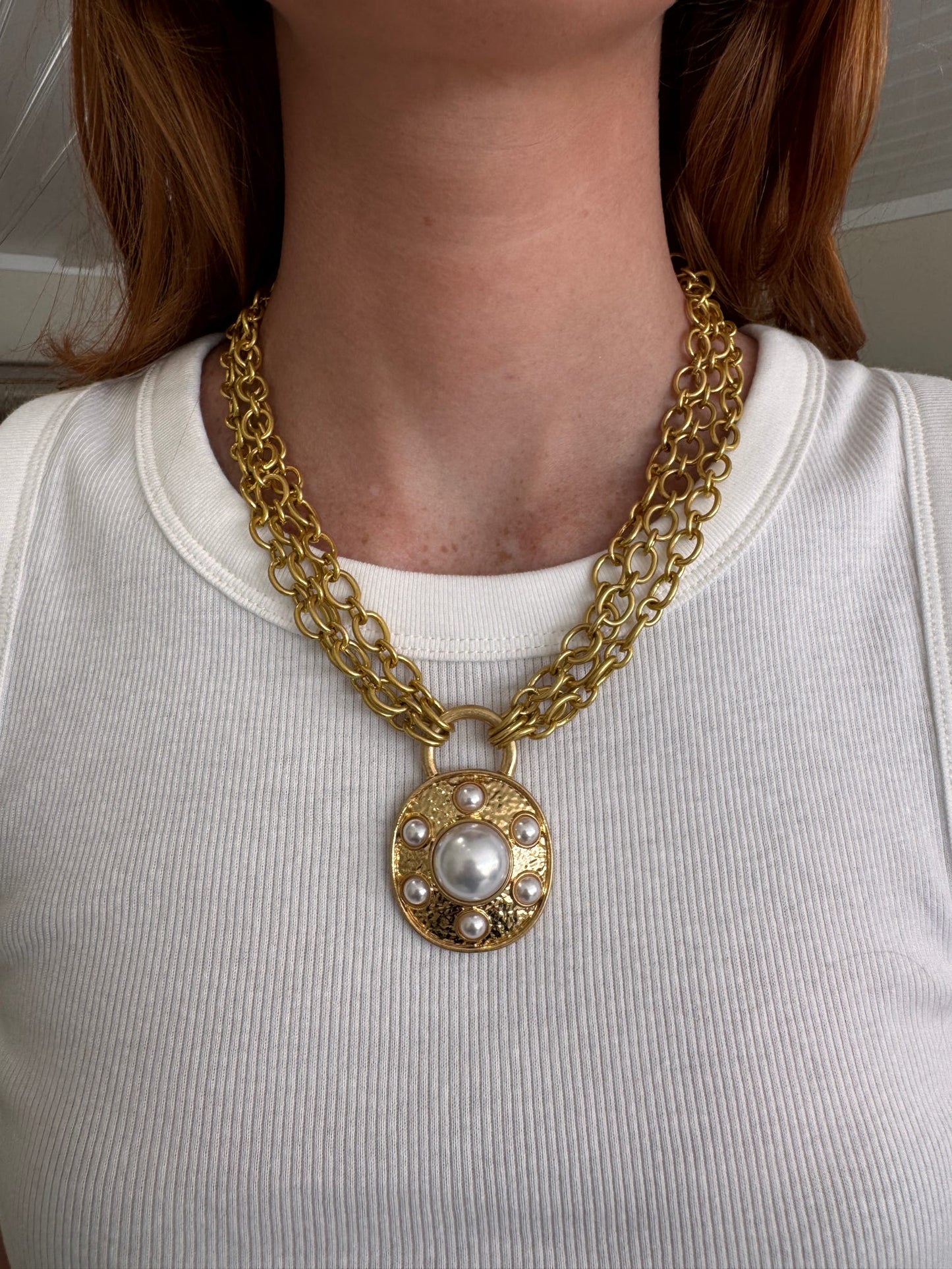 Pearl Medallion Pendant Necklace