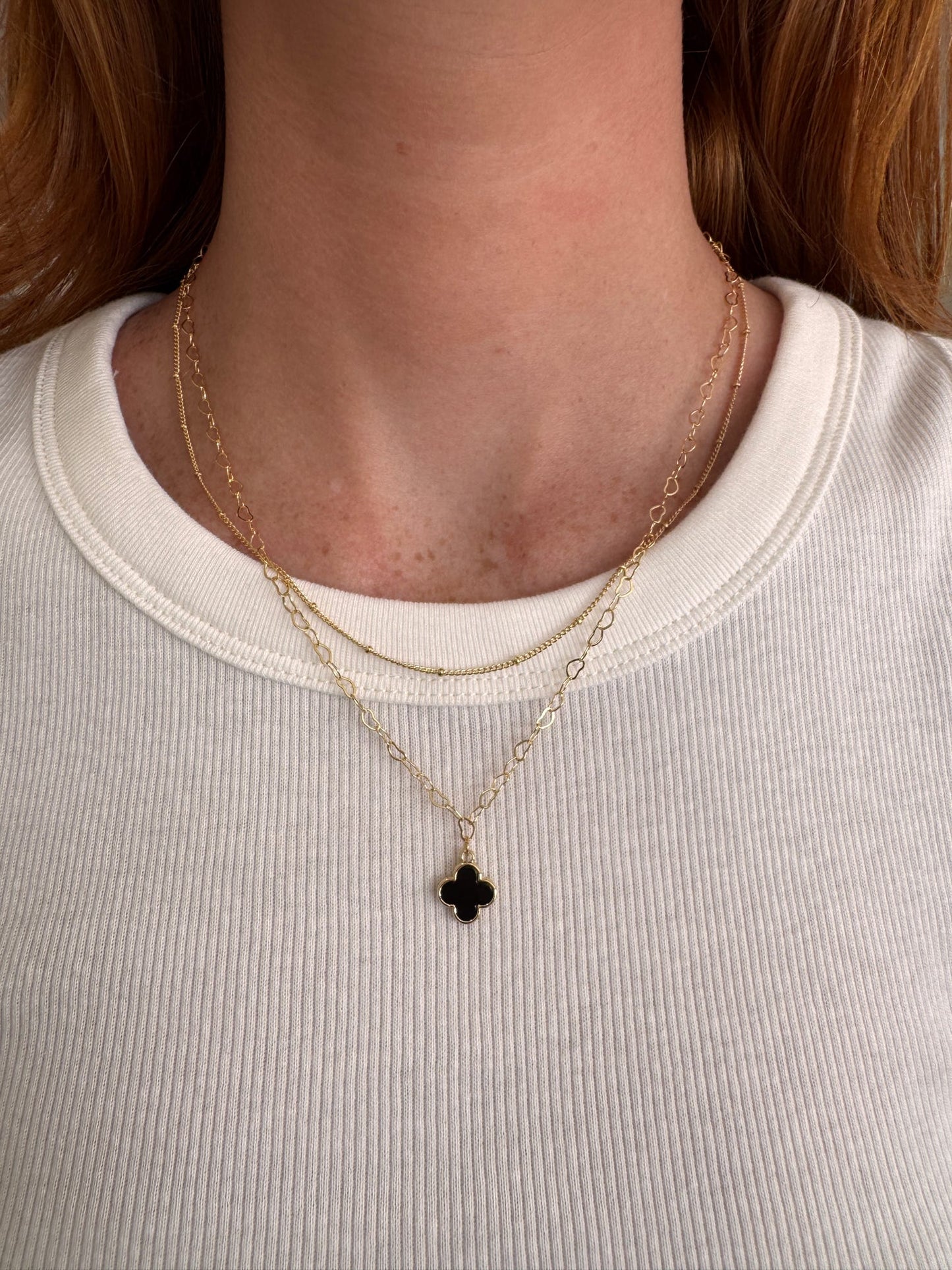 2 Layered Clover Chain Necklace