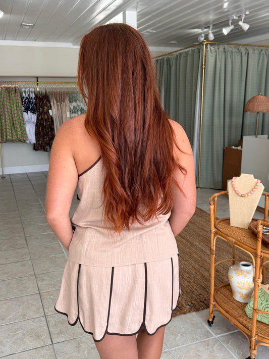 Shell Panel Linen Skort