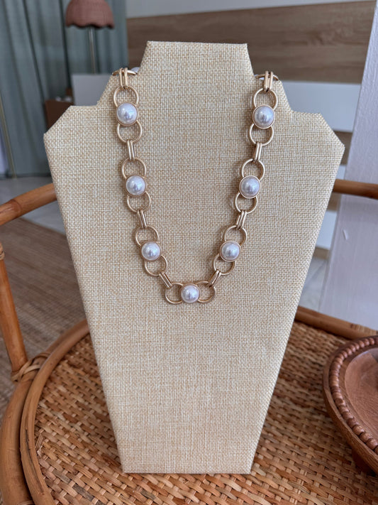 Pearl & Chain Link Necklace
