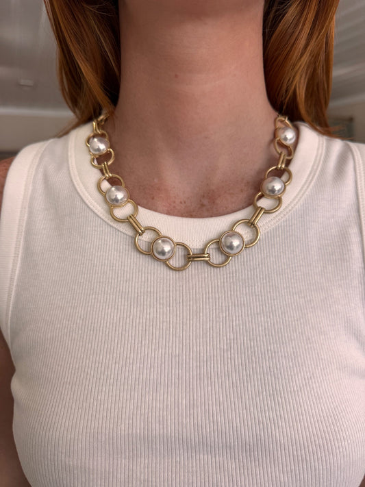 Pearl & Chain Link Necklace