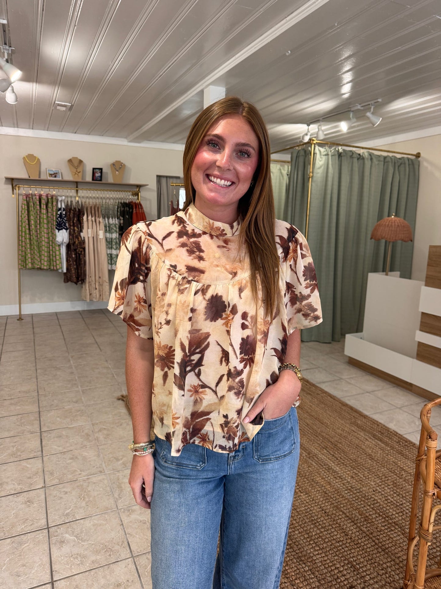 Woven Polyester Floral Blouse