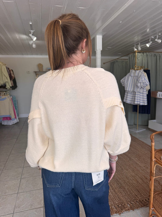 Button Sleeve Knit Sweater