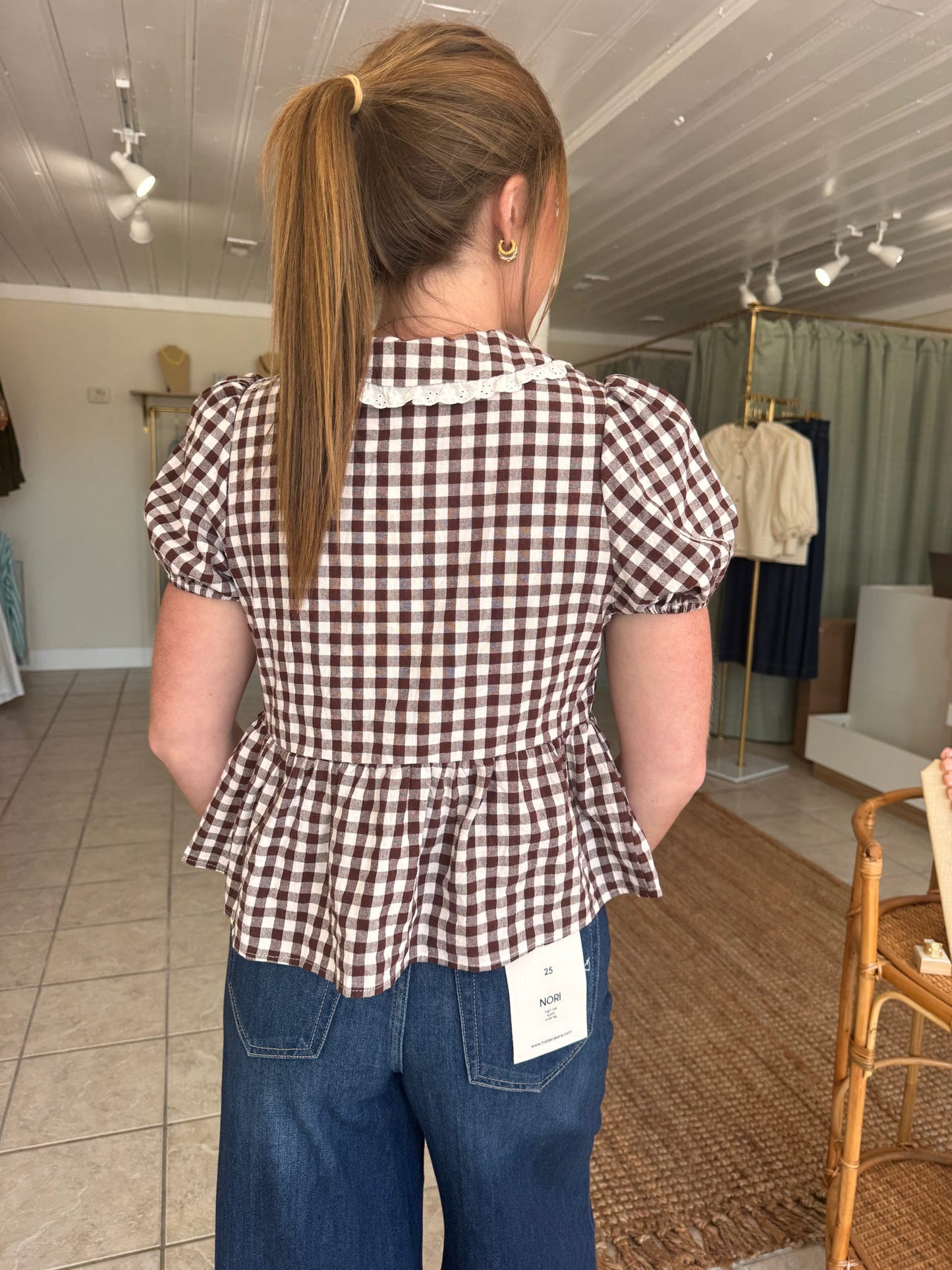 Gingham Peter Pan Collar Top