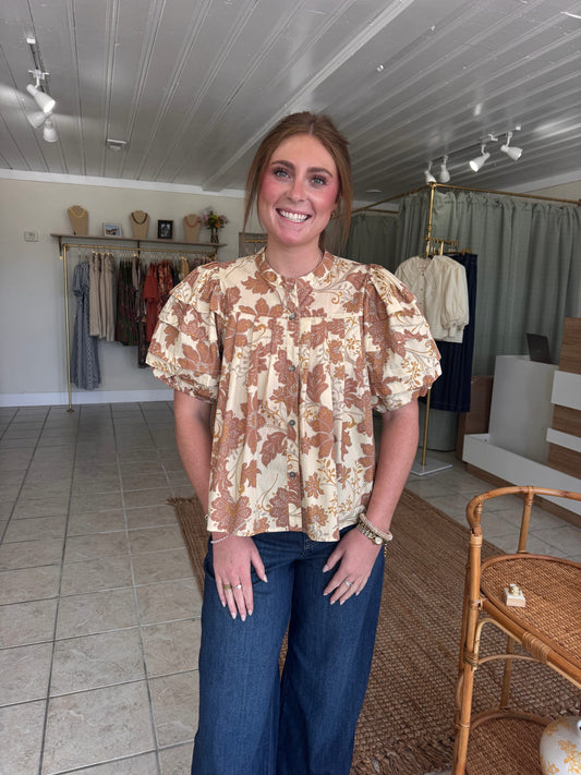 Floral Puff Sleeve Blouse
