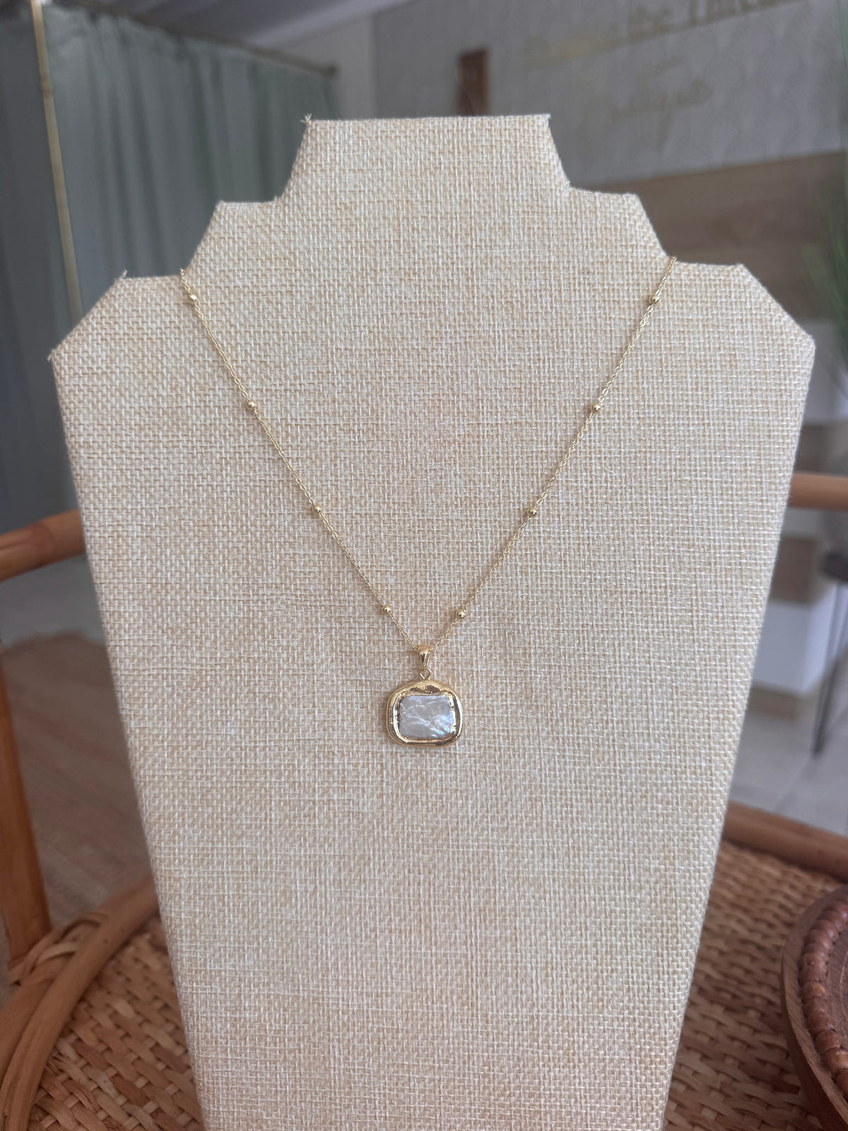 Baroque Pearl Square Pendant