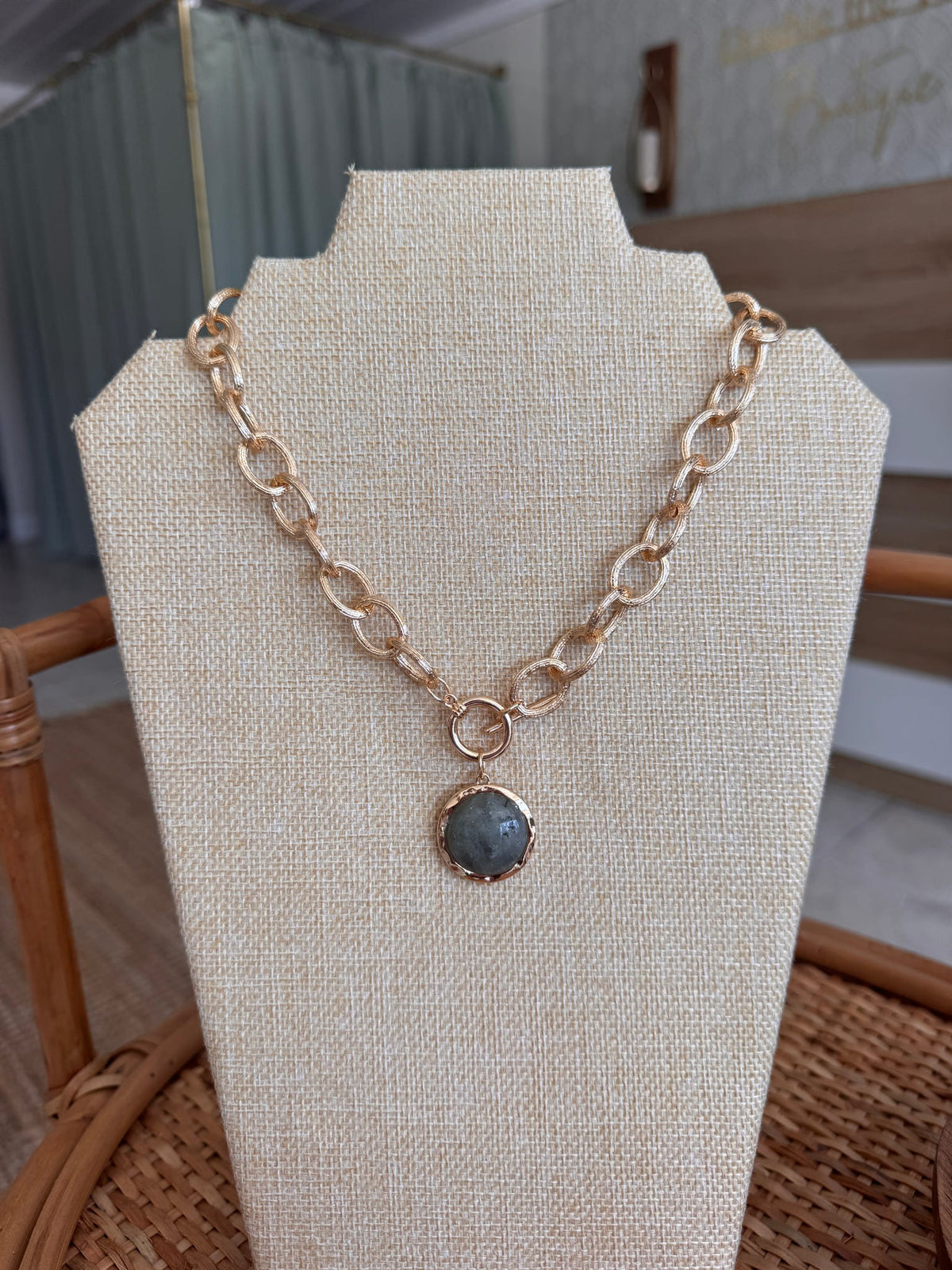 Dome Stone Pendant Necklace