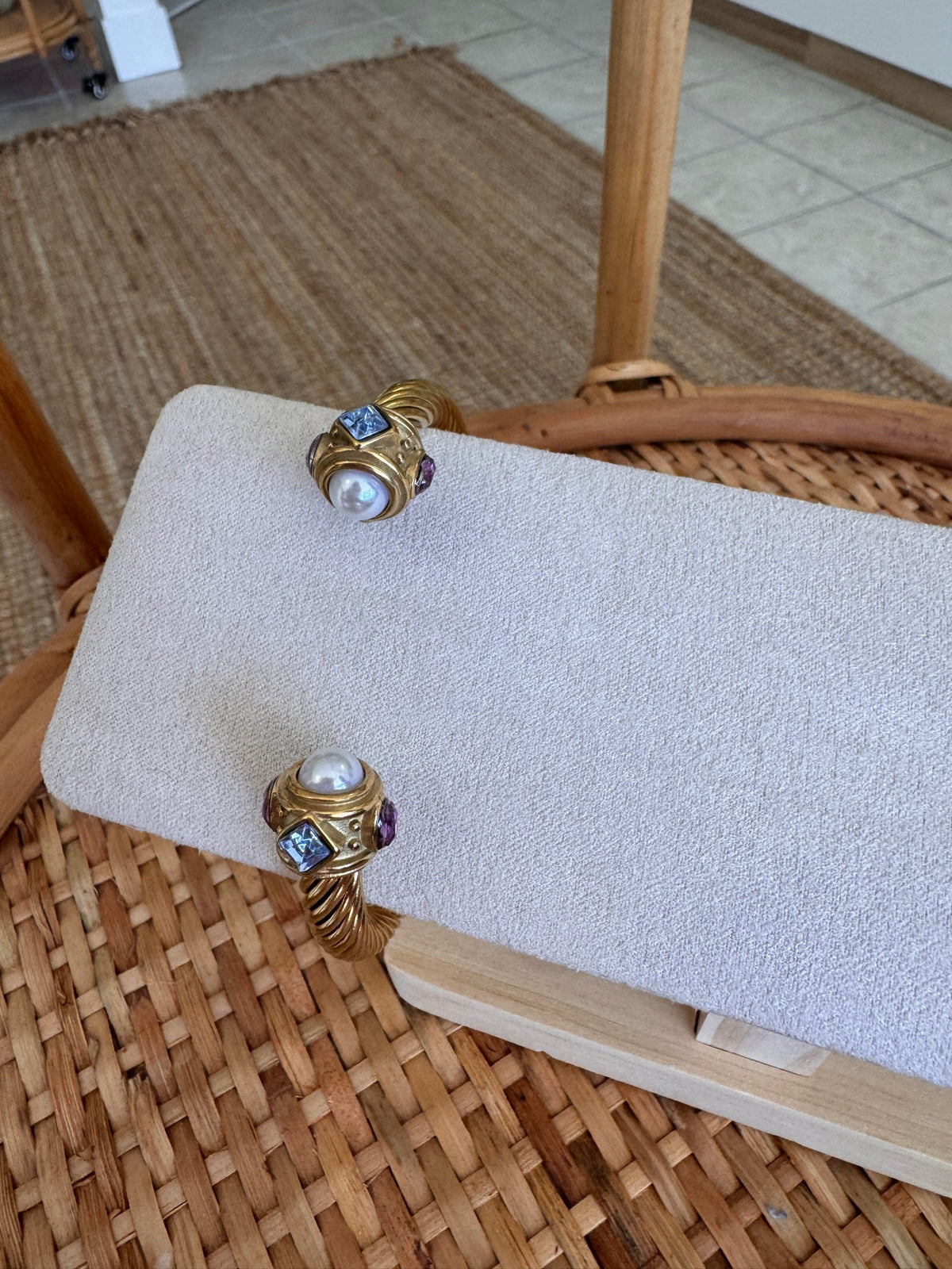 End Pearl Cable Cuff Bracelet