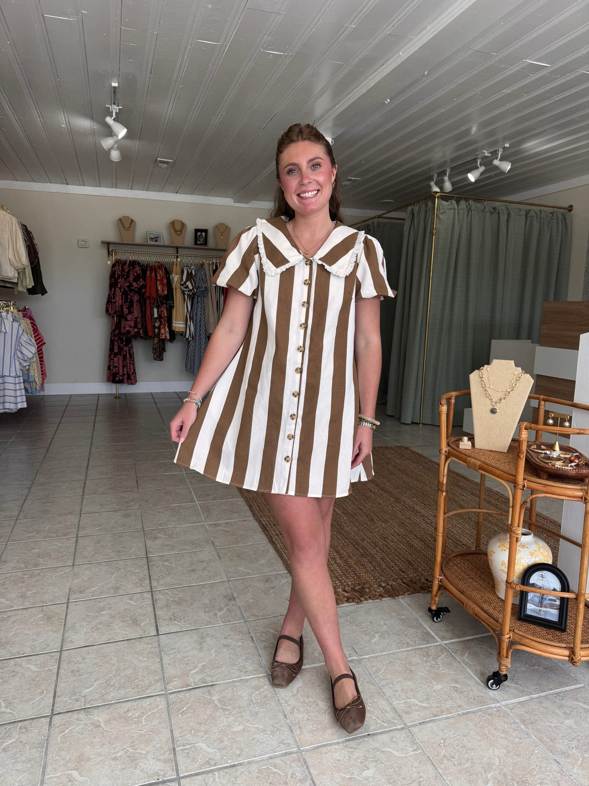 Twill Stripe Mini Dress