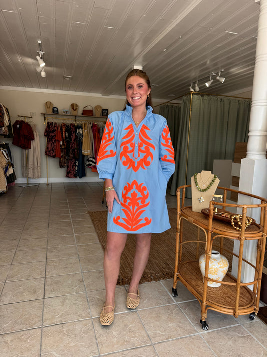 Floral Applique Shift Dress