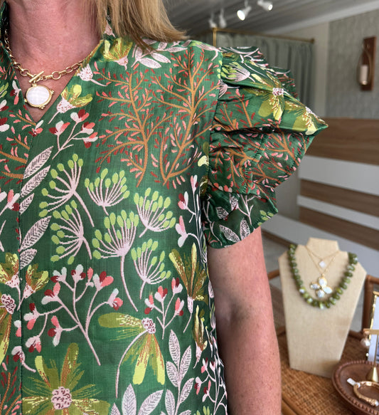 Floral Jacquard Leaf Dress