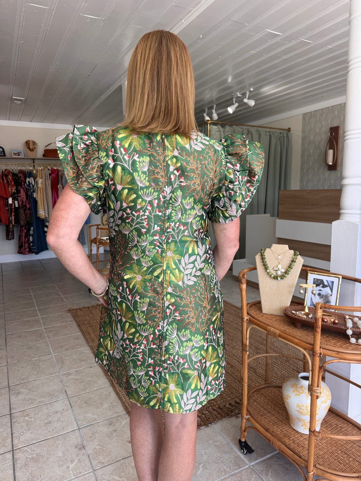 Floral Jacquard Leaf Dress