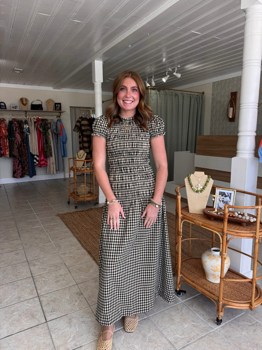 Plaid Puff Sleeve Dress