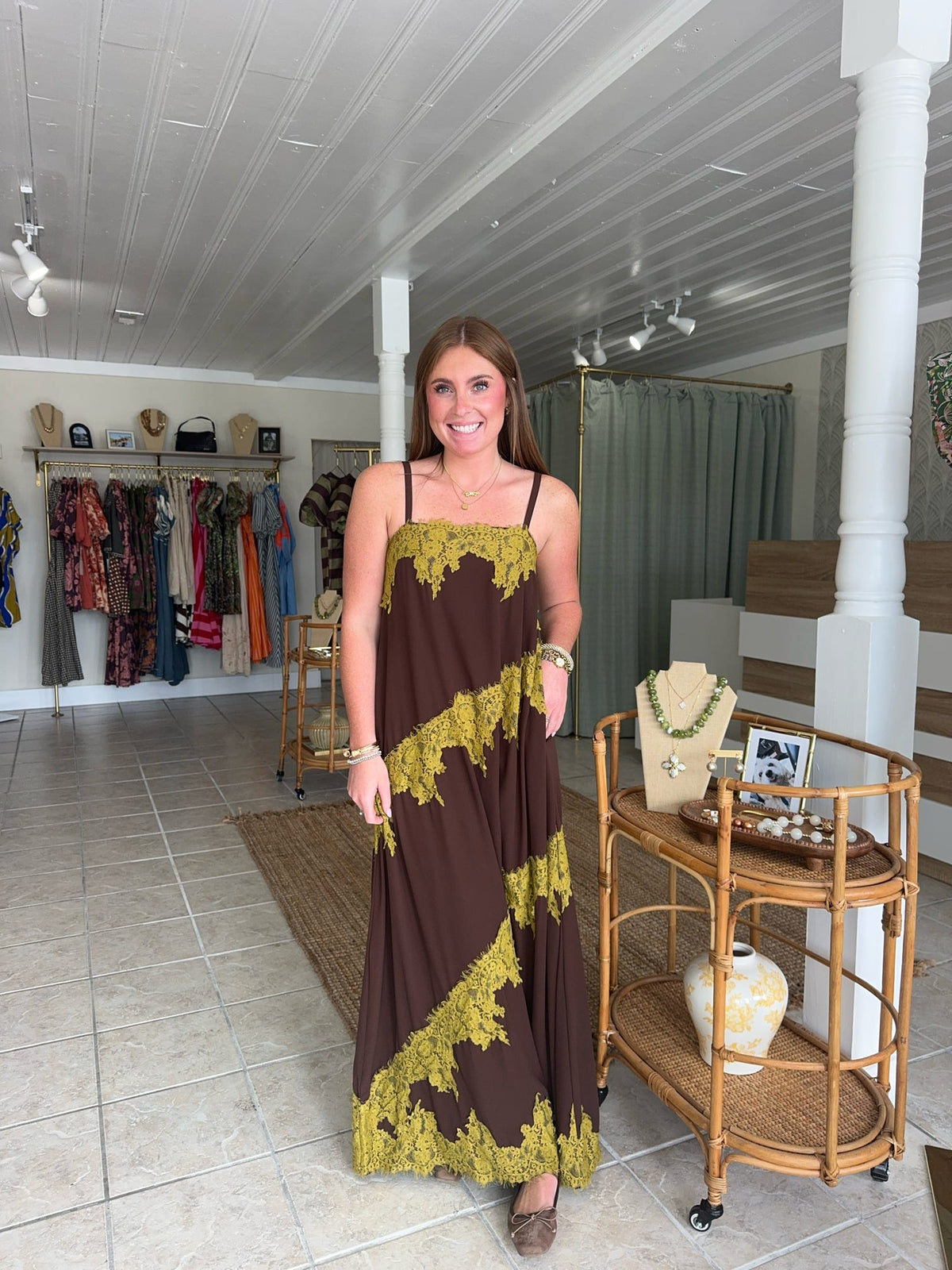 Lace Trim Maxi Dress