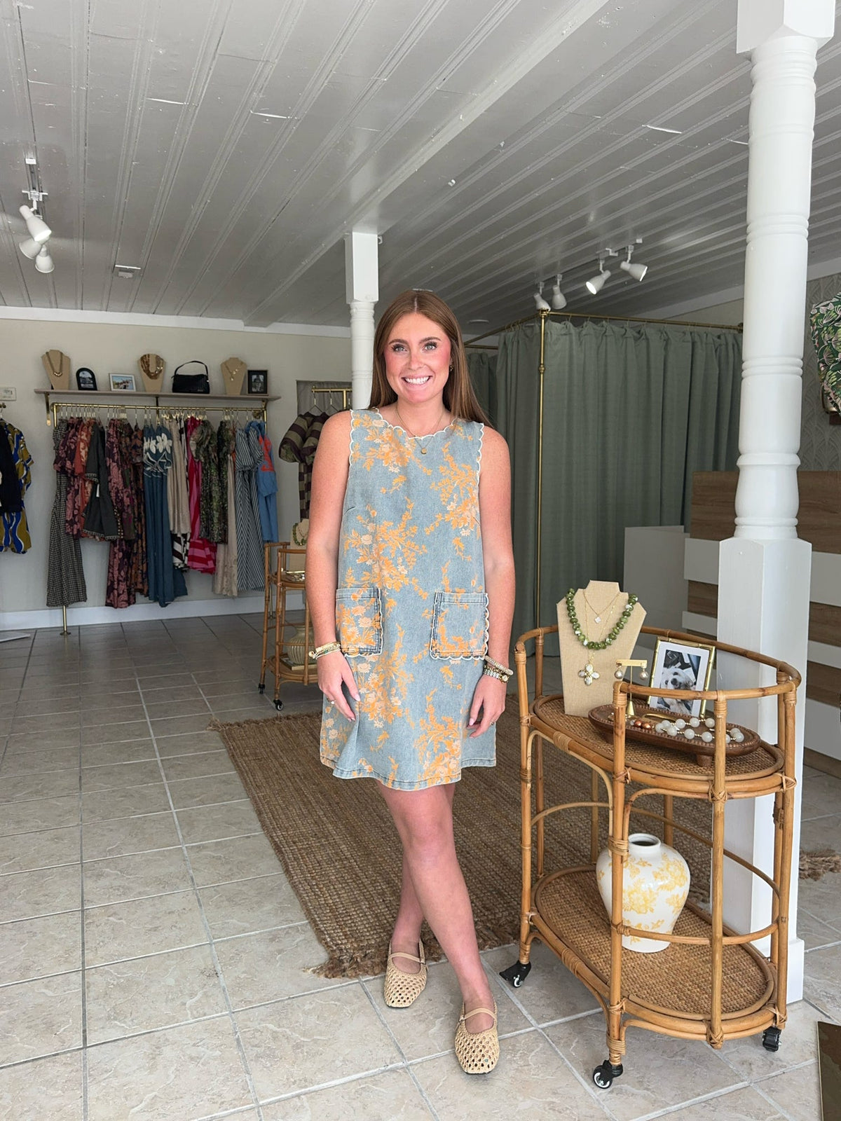 Floral Denim Mini Dress