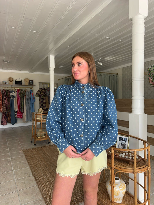Polka Dot Denim Jacket