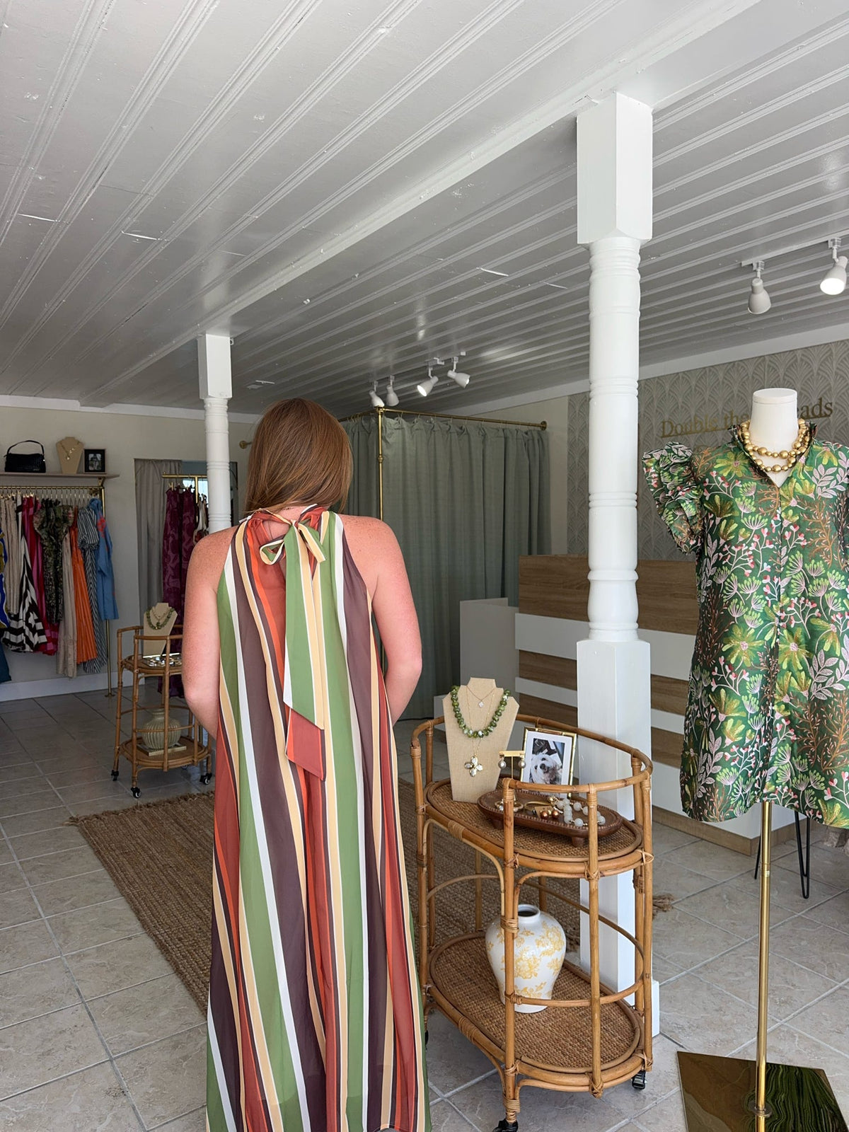 Multi Stripe Halter Maxi Dress