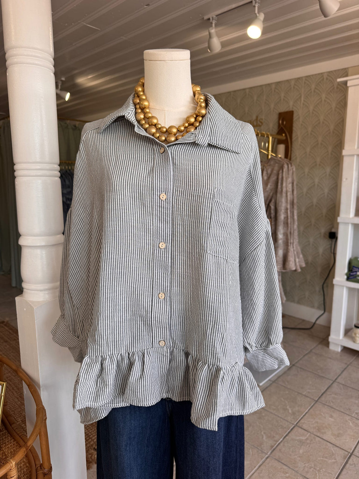 Puff Sleeve Stripe Top (Plus Size)