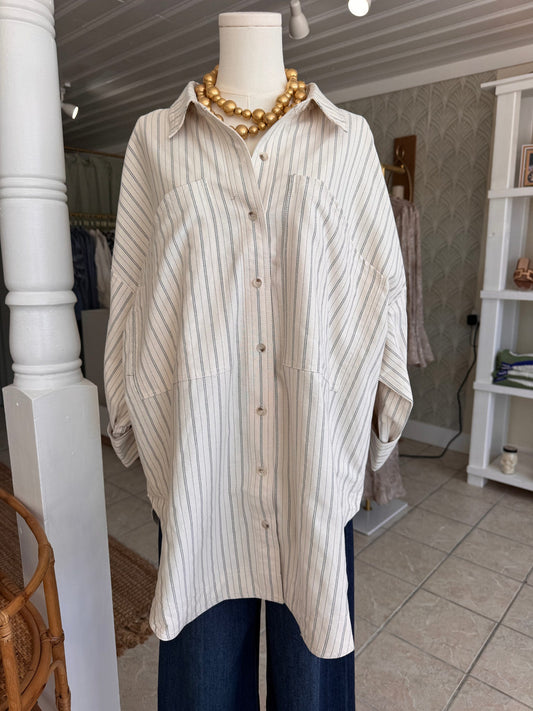 Button Down Stripe Top (Plus Size)