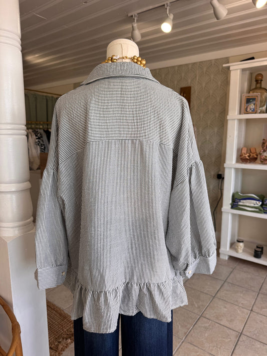 Puff Sleeve Stripe Top (Plus Size)