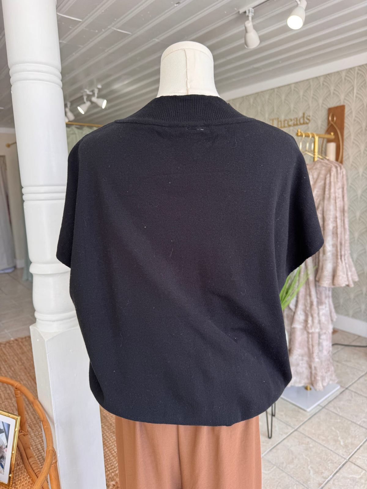 Cap Sleeve High Neck Top (Plus Size)