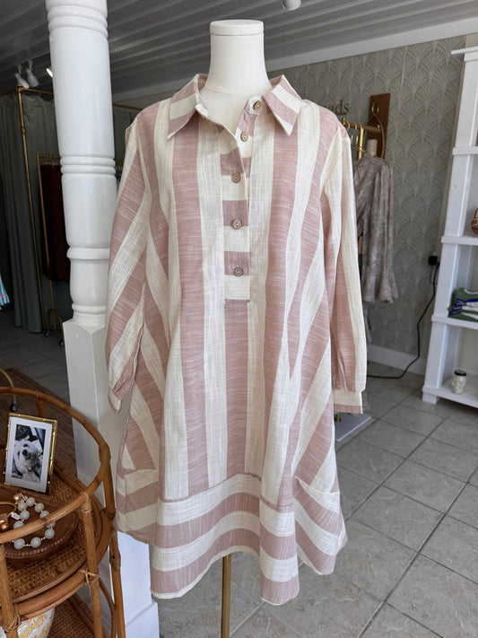 Bubble Sleeve Stripe Dress (Plus Size)