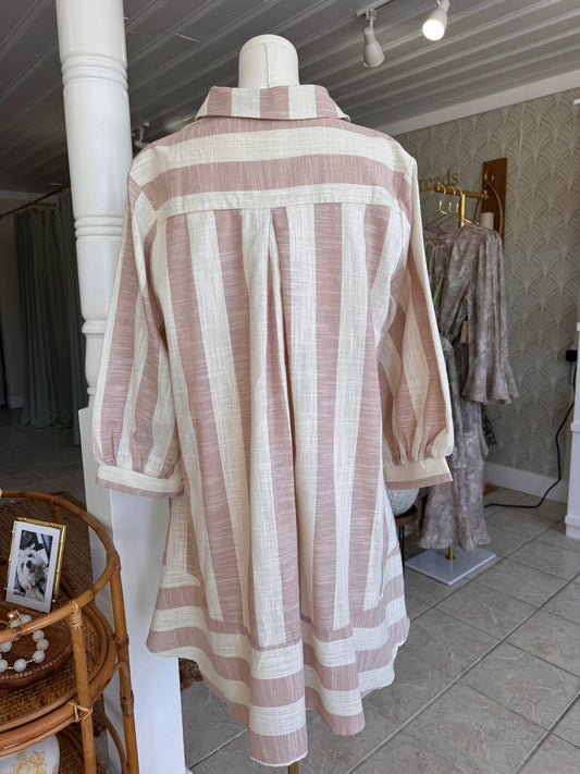 Bubble Sleeve Stripe Dress (Plus Size)