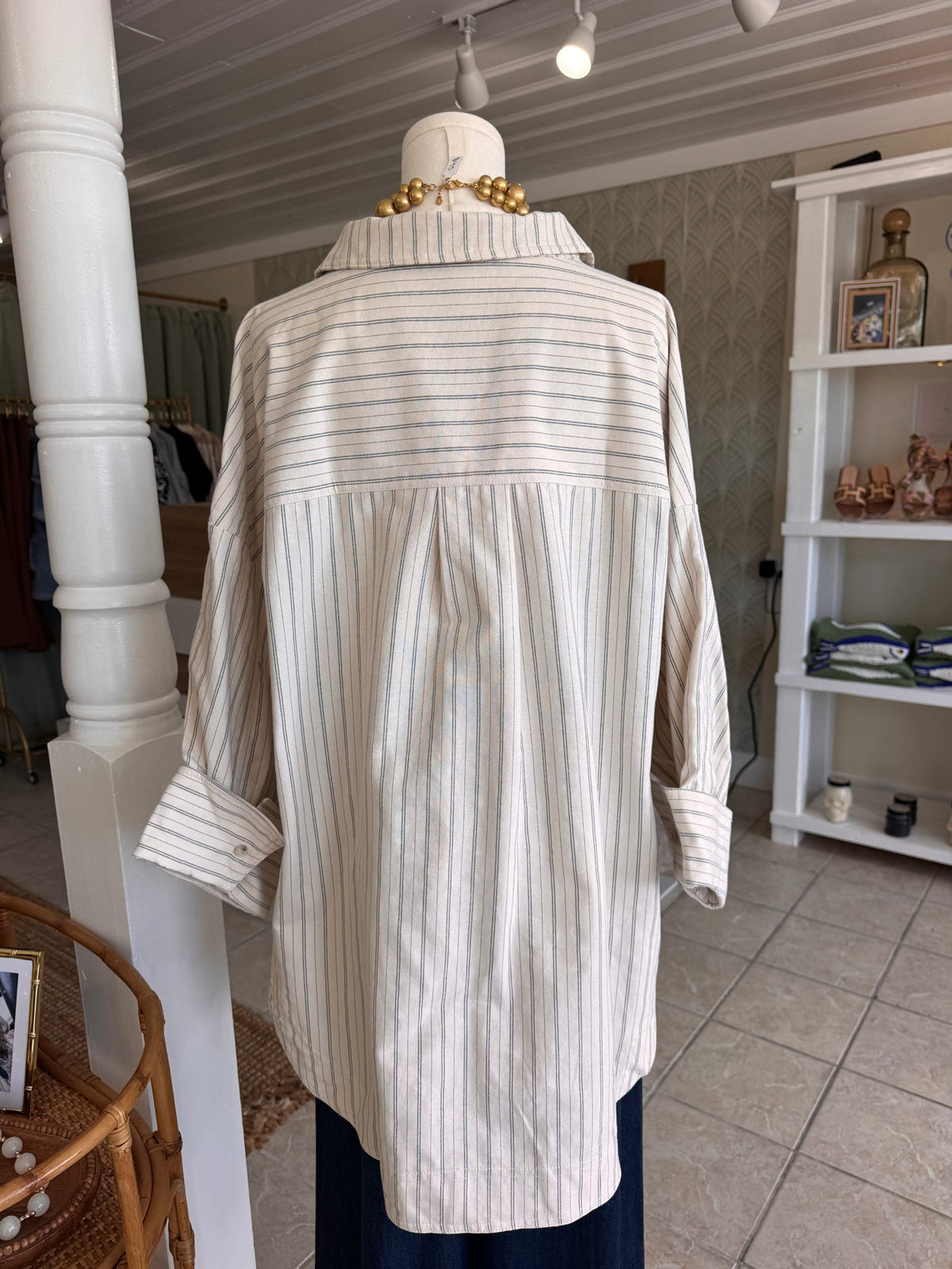 Button Down Stripe Top (Plus Size)