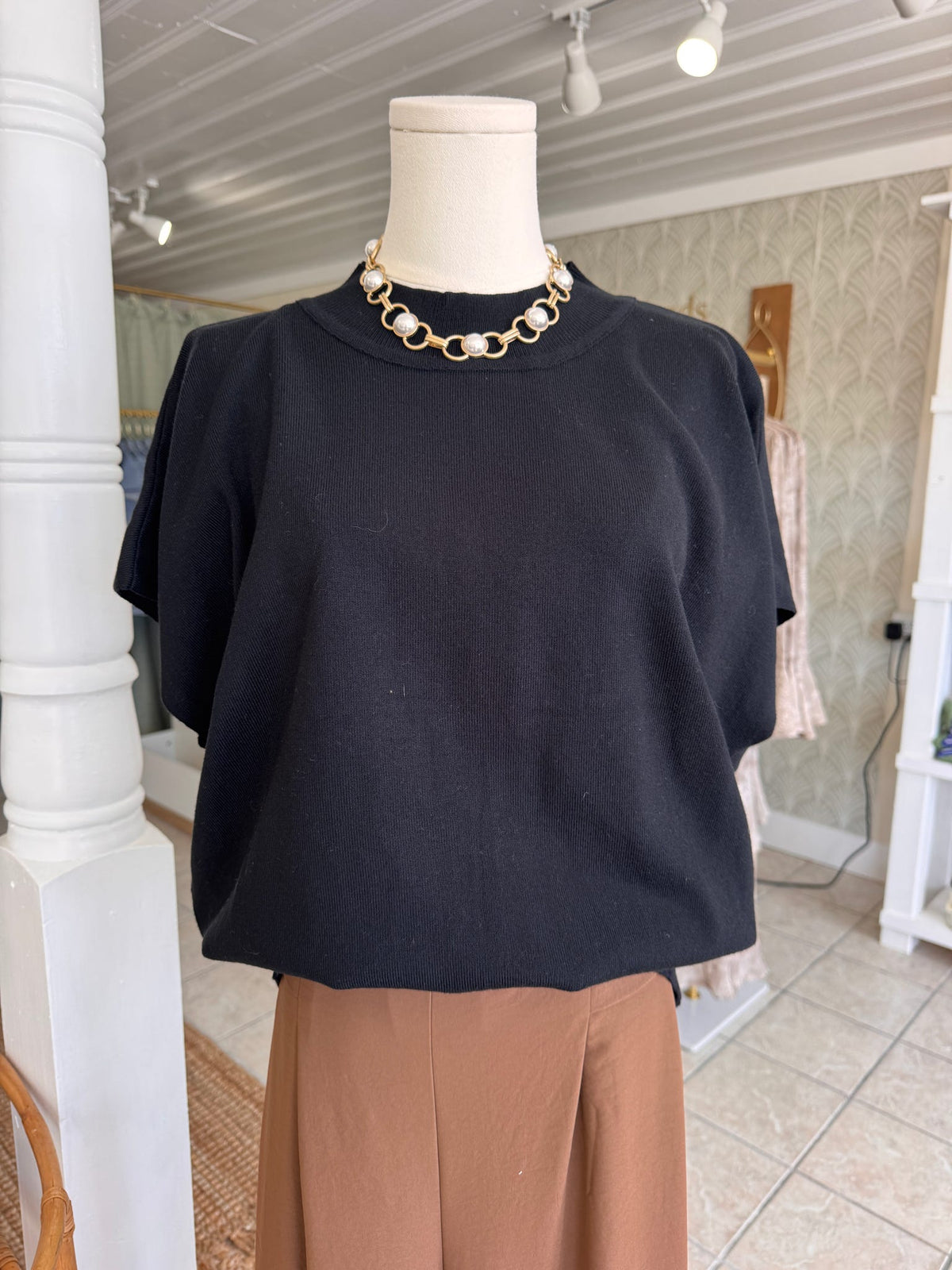 Cap Sleeve High Neck Top (Plus Size)