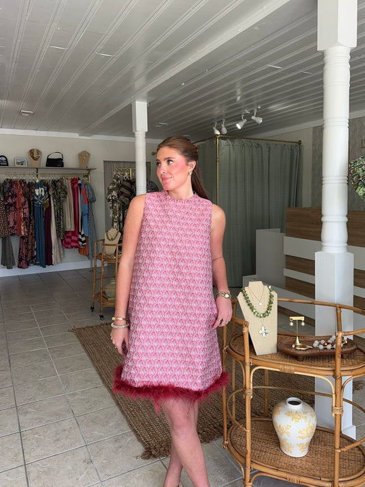 Feather Hem Dress