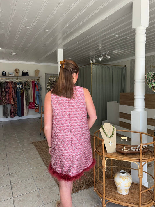 Feather Hem Dress