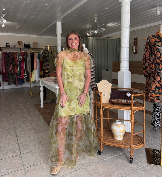 Sheer Floral Maxi Dress
