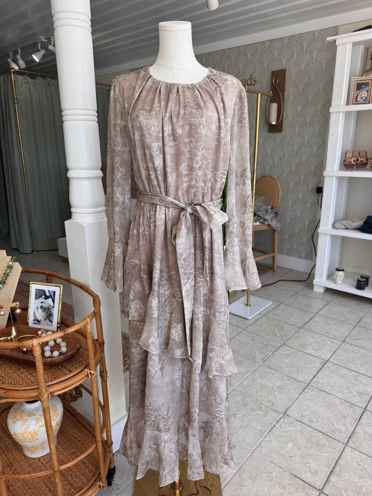 Floral Belted Ruffle Maxi Dress (Plus Size)