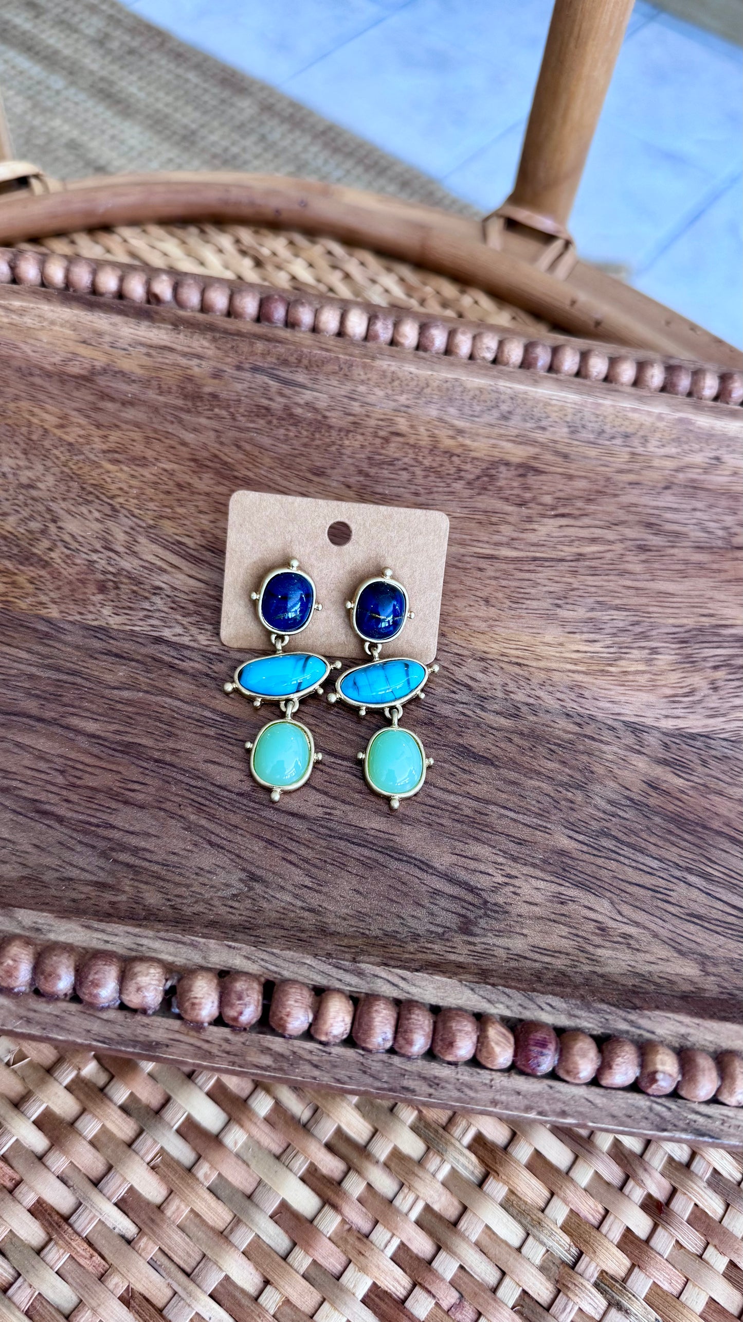 Oval Multi Stone Drop Earrings
