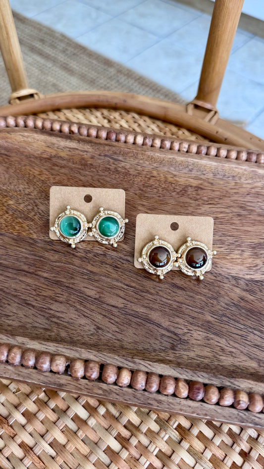 Antique Cats Eye Textured Earrings