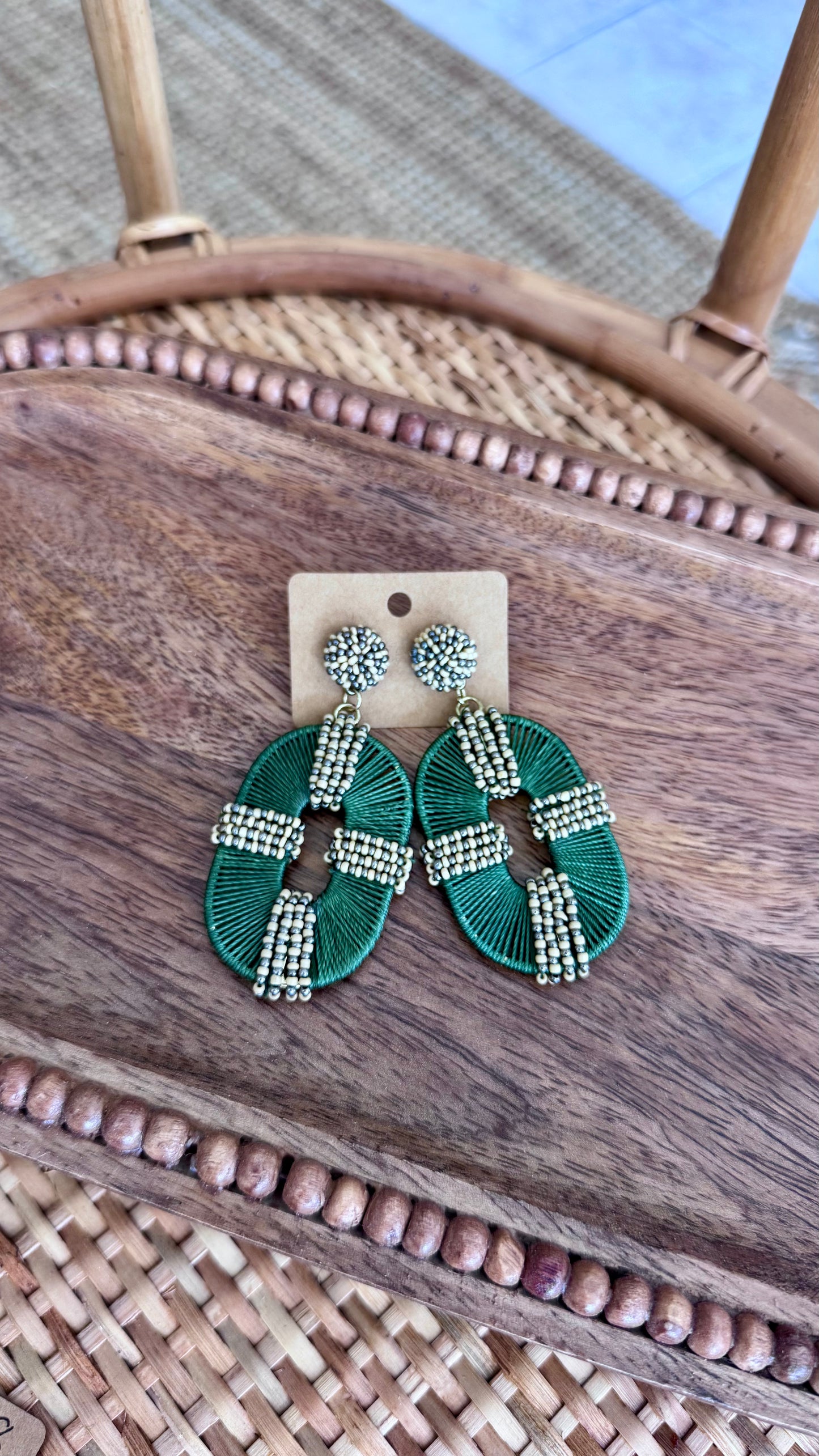 Oval Outline Bead Earrings